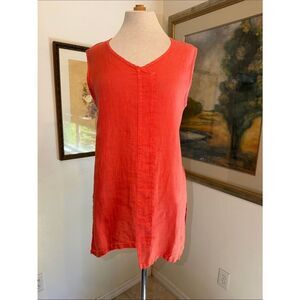 NWT Focus Casual Life Sleeveless Linen Coral Tunic w/Asymmetrical Hem Size Small